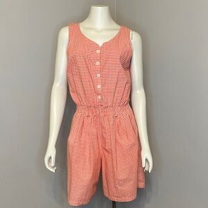 Vintage 90’s Basic Editions Sleeveless Gingham Plaid Romper